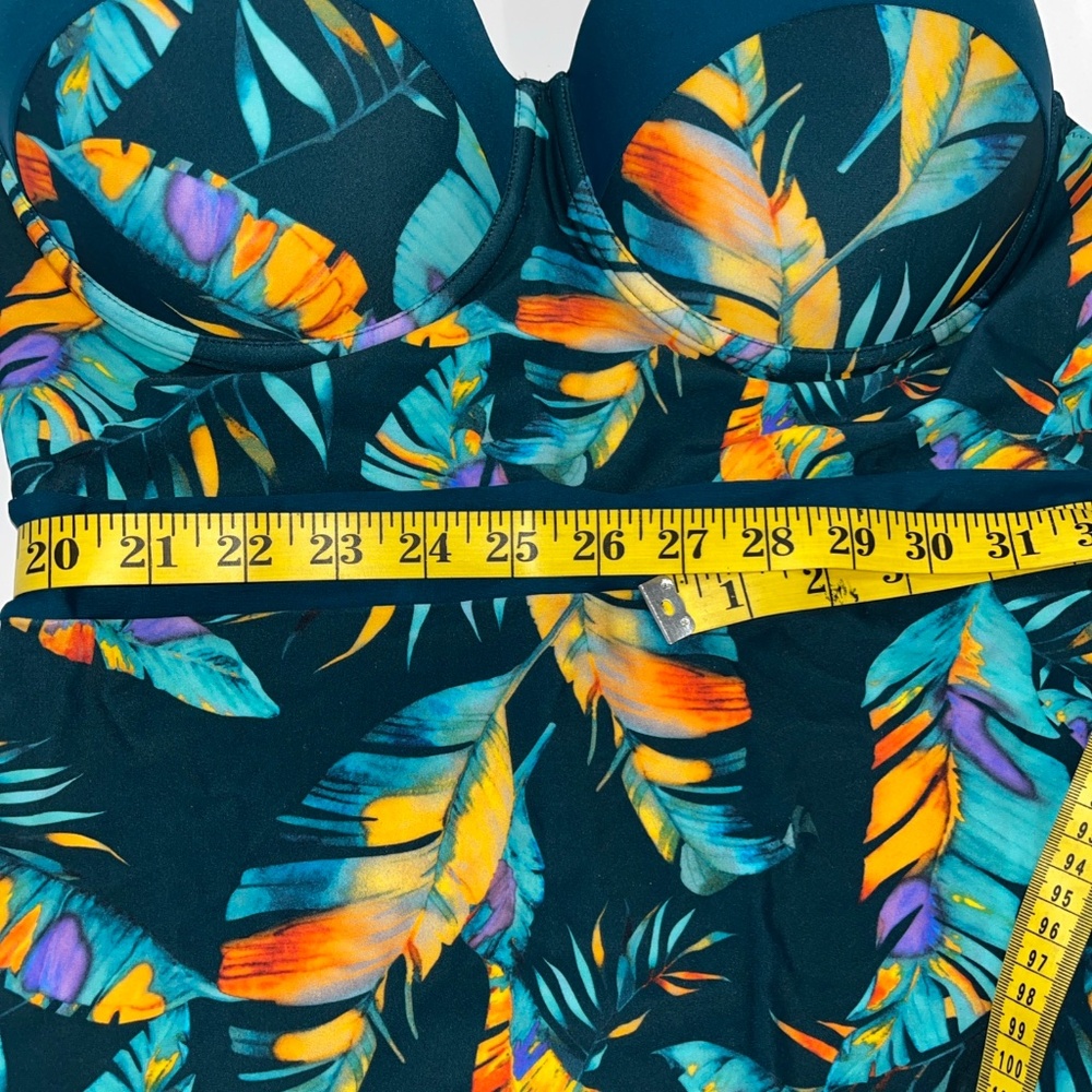 Women’s CUPSHE Teal Floral Print One-Piece Swimsuit  Size XL NWT - Picture 8 of 9
